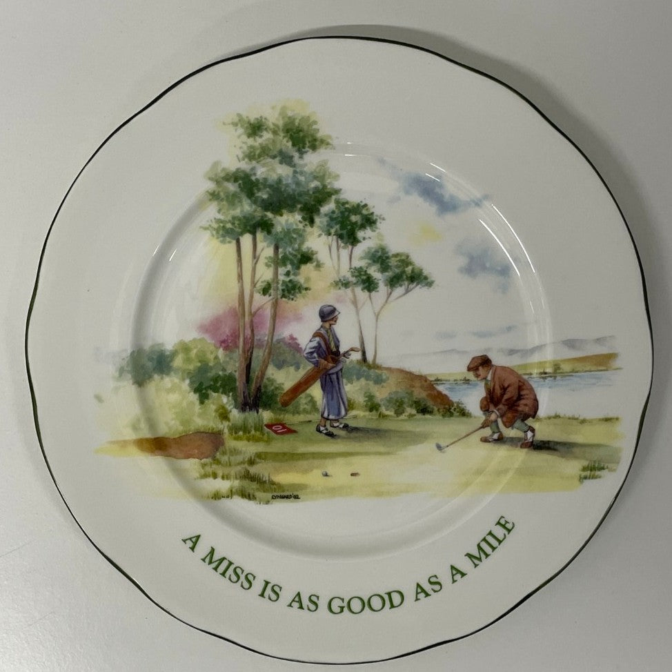 3x Plates - DJC Golfing Collectables - Fine Bone China - Golfing Themes Decoration - Green