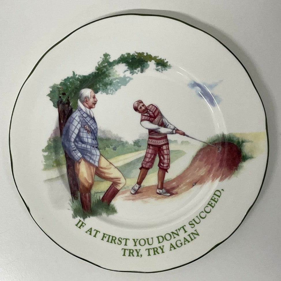 3x Plates - DJC Golfing Collectables - Fine Bone China - Golfing Themes Decoration - Green