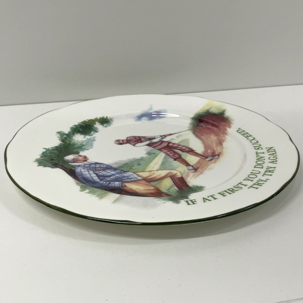 3x Plates - DJC Golfing Collectables - Fine Bone China - Golfing Themes Decoration - Green