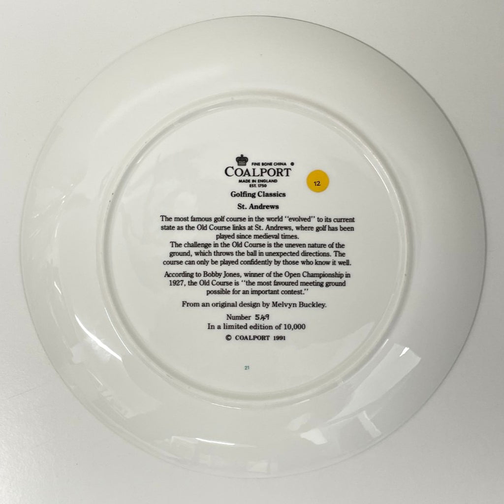COALPORT Fine Bone China  - Golfing Classics Limited Collectors Edition Plate - St Andrews - No.549/10,000