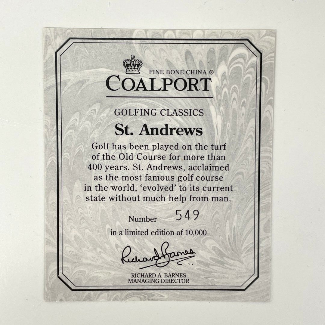 COALPORT Fine Bone China  - Golfing Classics Limited Collectors Edition Plate - St Andrews - No.549/10,000