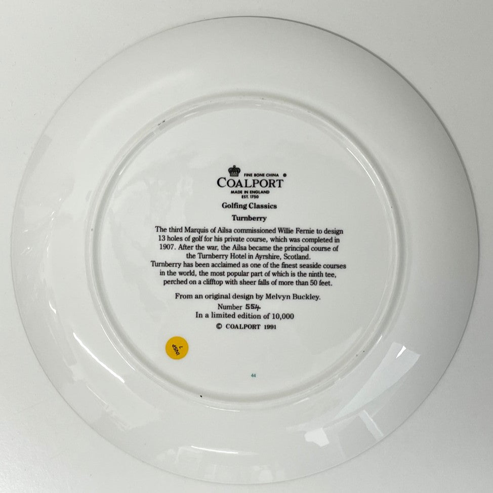 COALPORT Fine Bone China  - Golfing Classics Limited Collectors Edition Plate - Turnberry - No.554/10,000