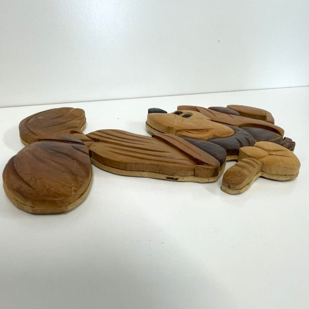 Golfing Mickey Mouse Wood Carved Wall Mount