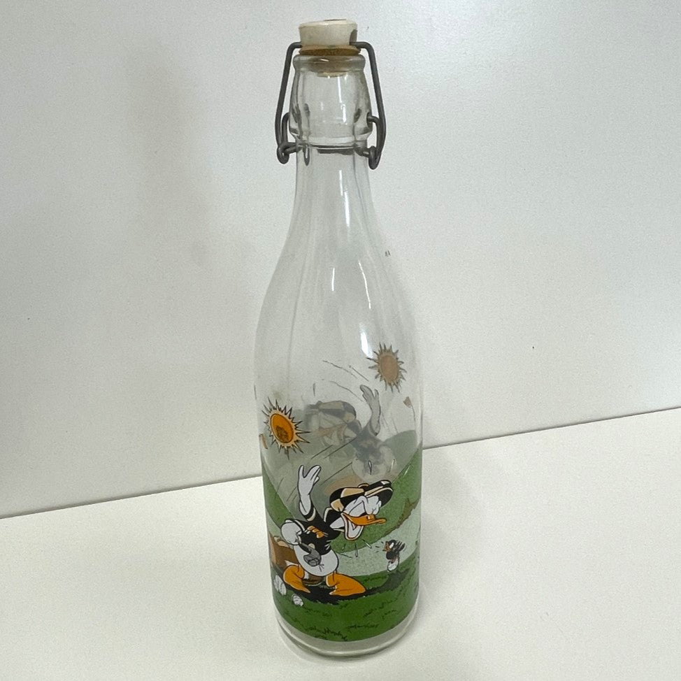 Vintage Disney Cerve Glass Swing Top Bottle - Daffy Duck playing Golf - c.1980s