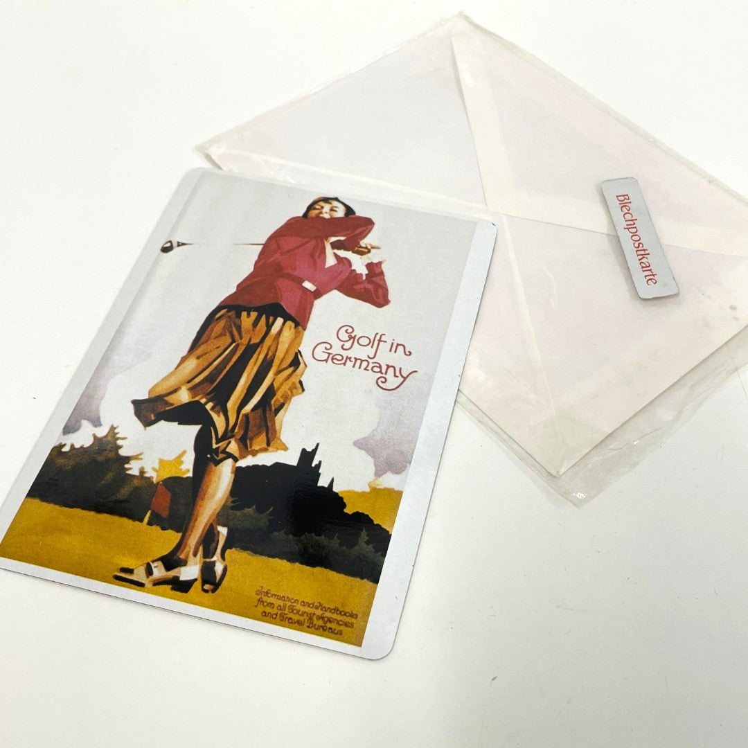 Vintage Tin Postcard - Golf In Germany