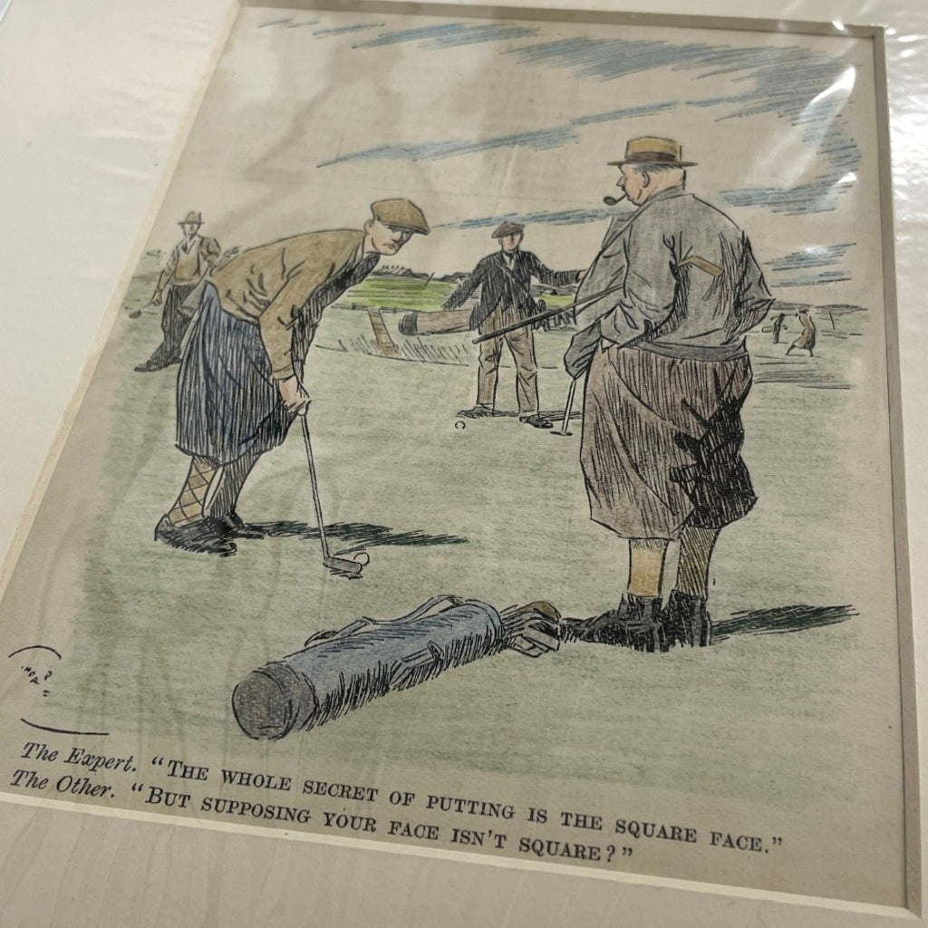Original 1929 Punch Print - Hand Coloured - "The Whole Secret Of Putting Is The Square Face."