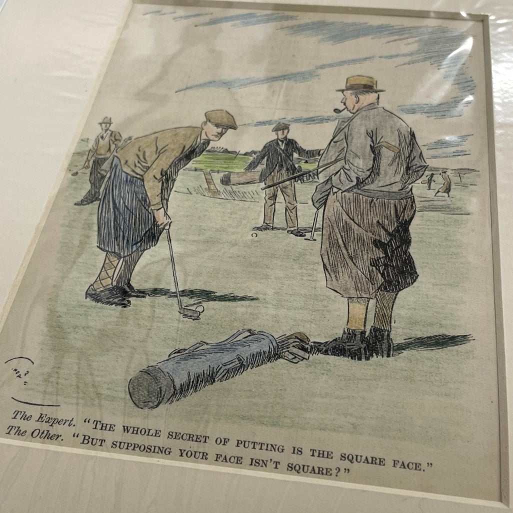 Original 1929 Punch Print - Hand Coloured - "The Whole Secret Of Putting Is The Square Face."