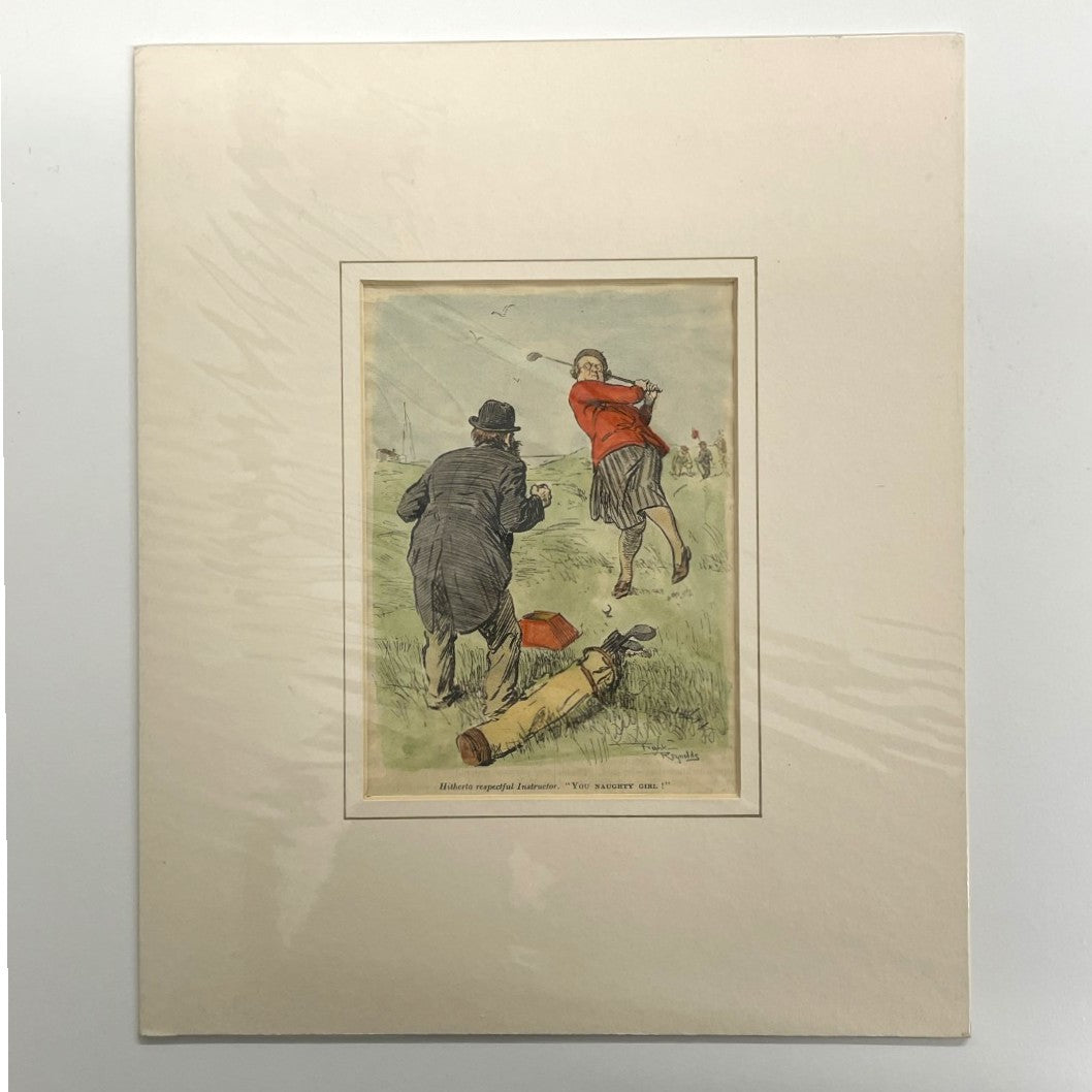 Original 1930 Punch Print - Hand Coloured - "You Naughty Girl!"