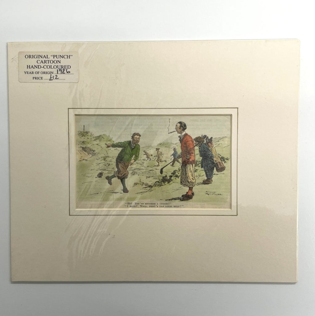 Original 1926 Punch Print - Hand Coloured - "Hi! You've stunned a caddie!"
