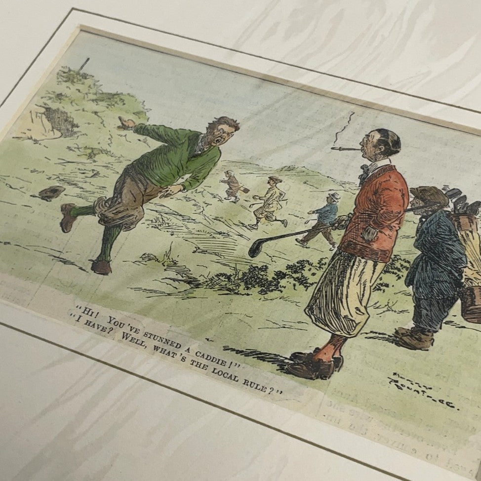 Original 1926 Punch Print - Hand Coloured - "Hi! You've stunned a caddie!"