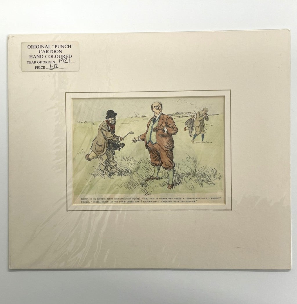 Original 1921 Punch Print - Hand Coloured - "In The Agony of Seven Down and Eight to Play"