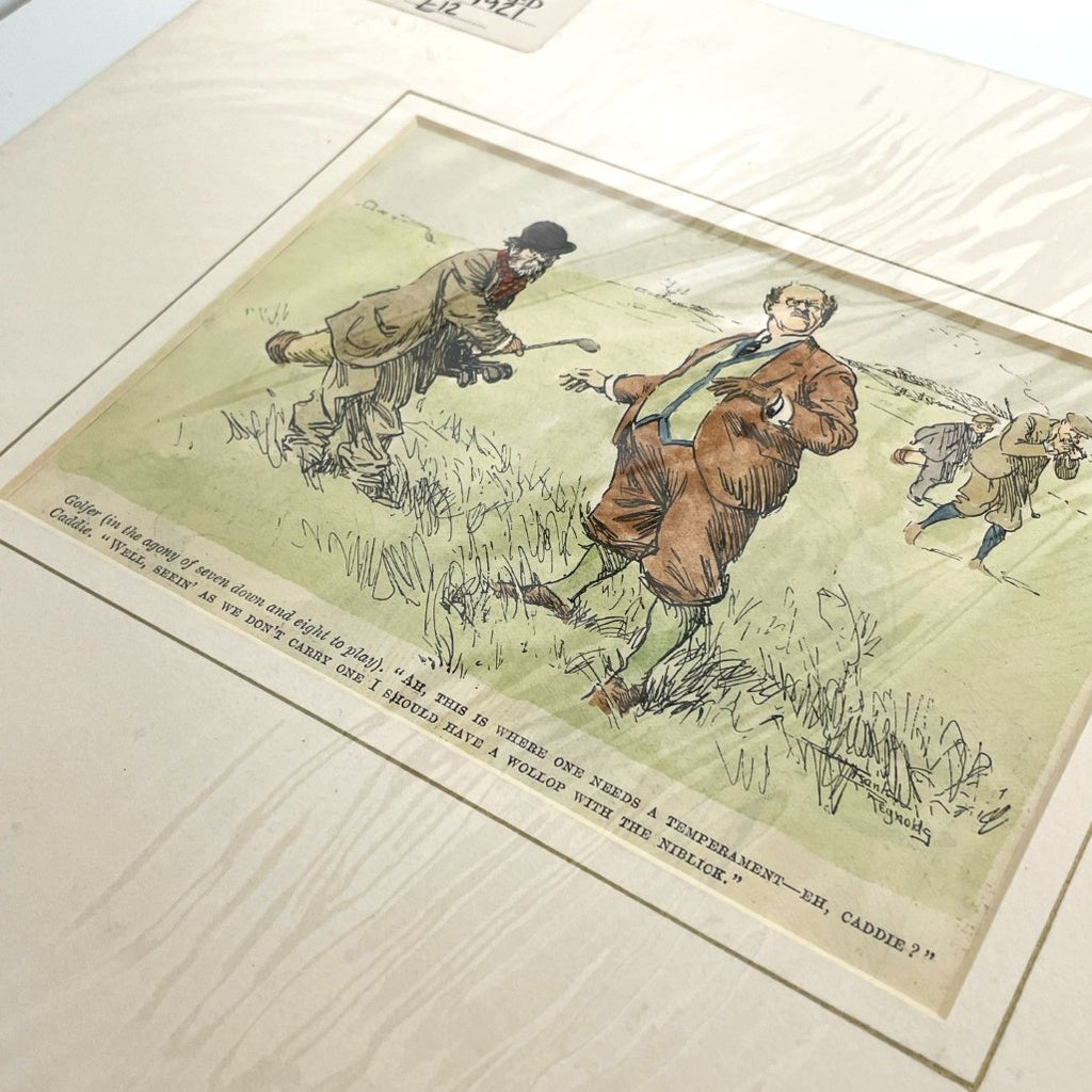 Original 1921 Punch Print - Hand Coloured - "In The Agony of Seven Down and Eight to Play"