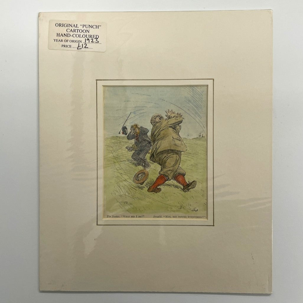 Original 1923 Punch Print - Hand Coloured - "What Did I Do?"