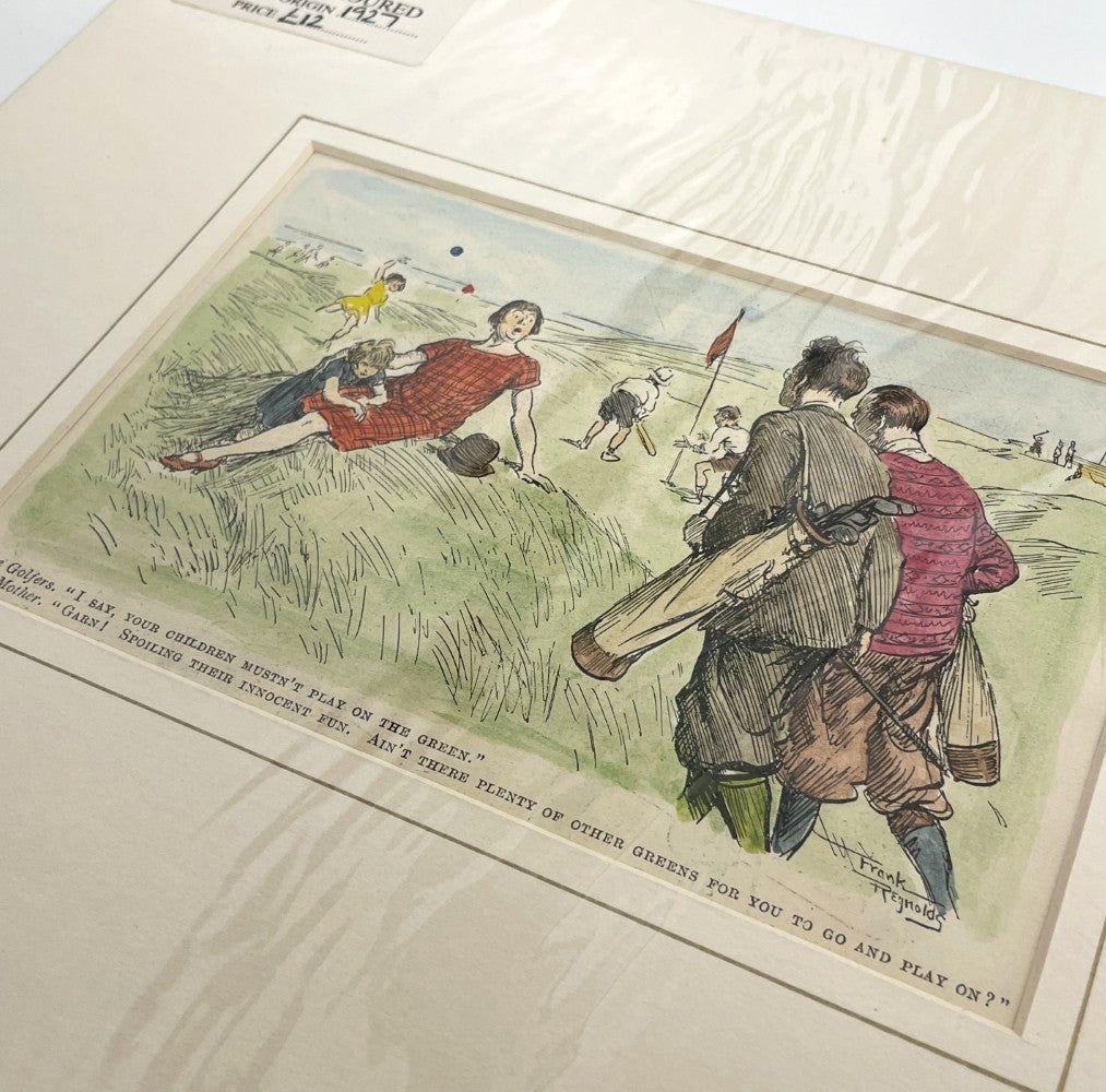 Original 1927 Punch Print - Hand Coloured - "I say, your children mustn't play on the green."