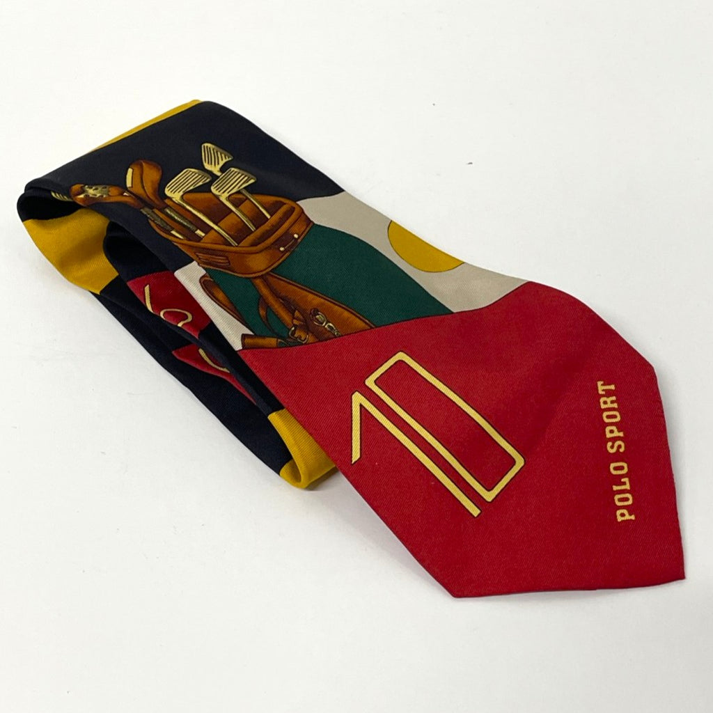 Polo Sport Ralph Lauren - Rare Vintage Golf Themed 100% Silk Tie