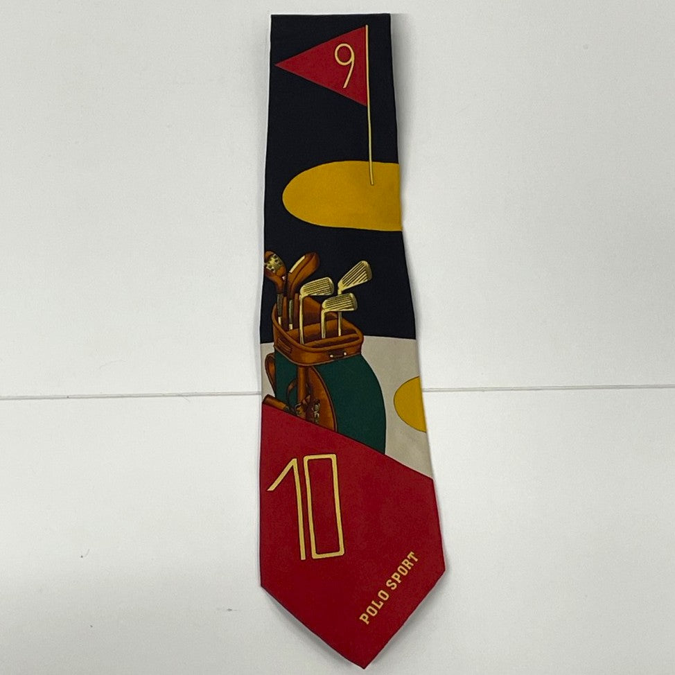 Polo Sport Ralph Lauren - Rare Vintage Golf Themed 100% Silk Tie