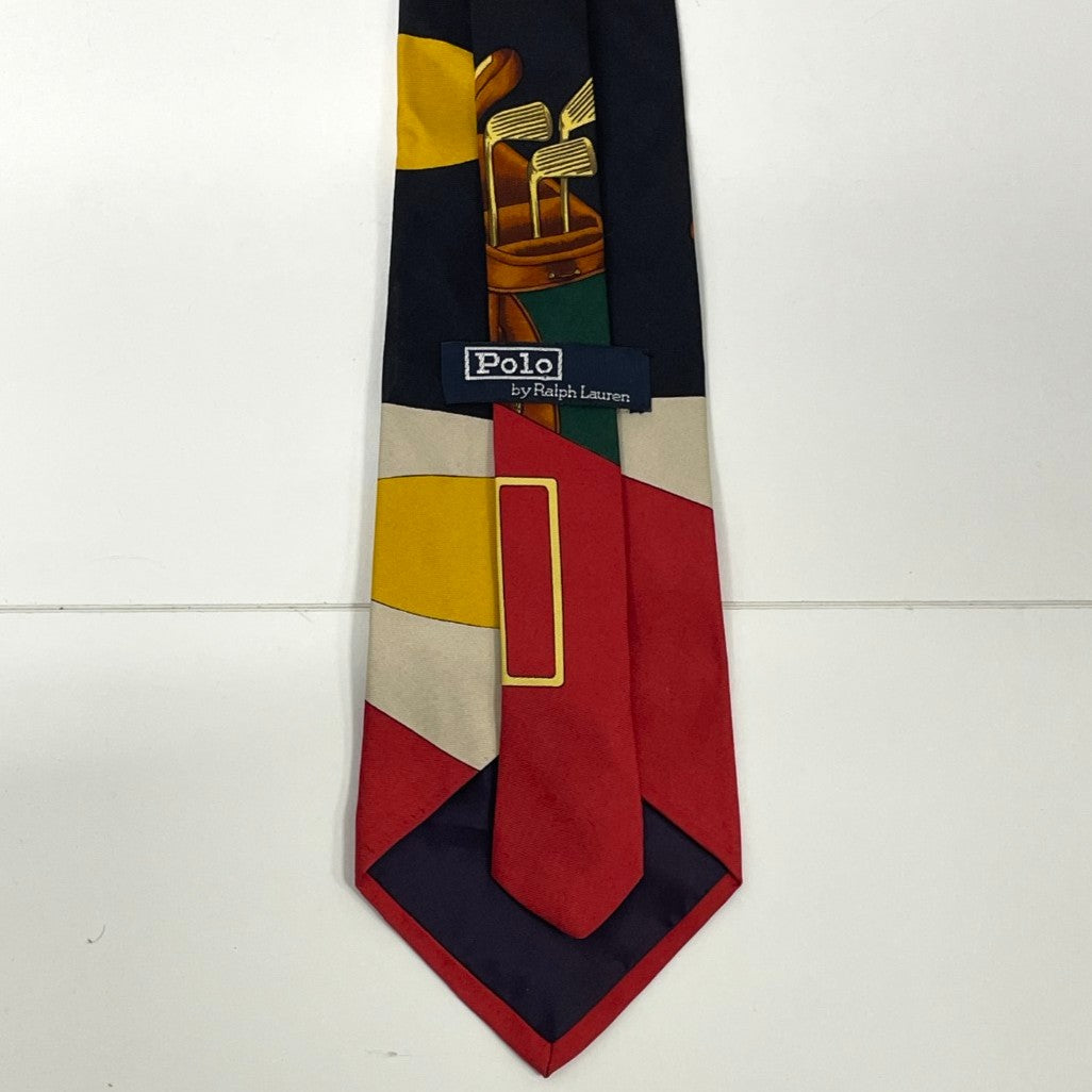 Polo Sport Ralph Lauren - Rare Vintage Golf Themed 100% Silk Tie