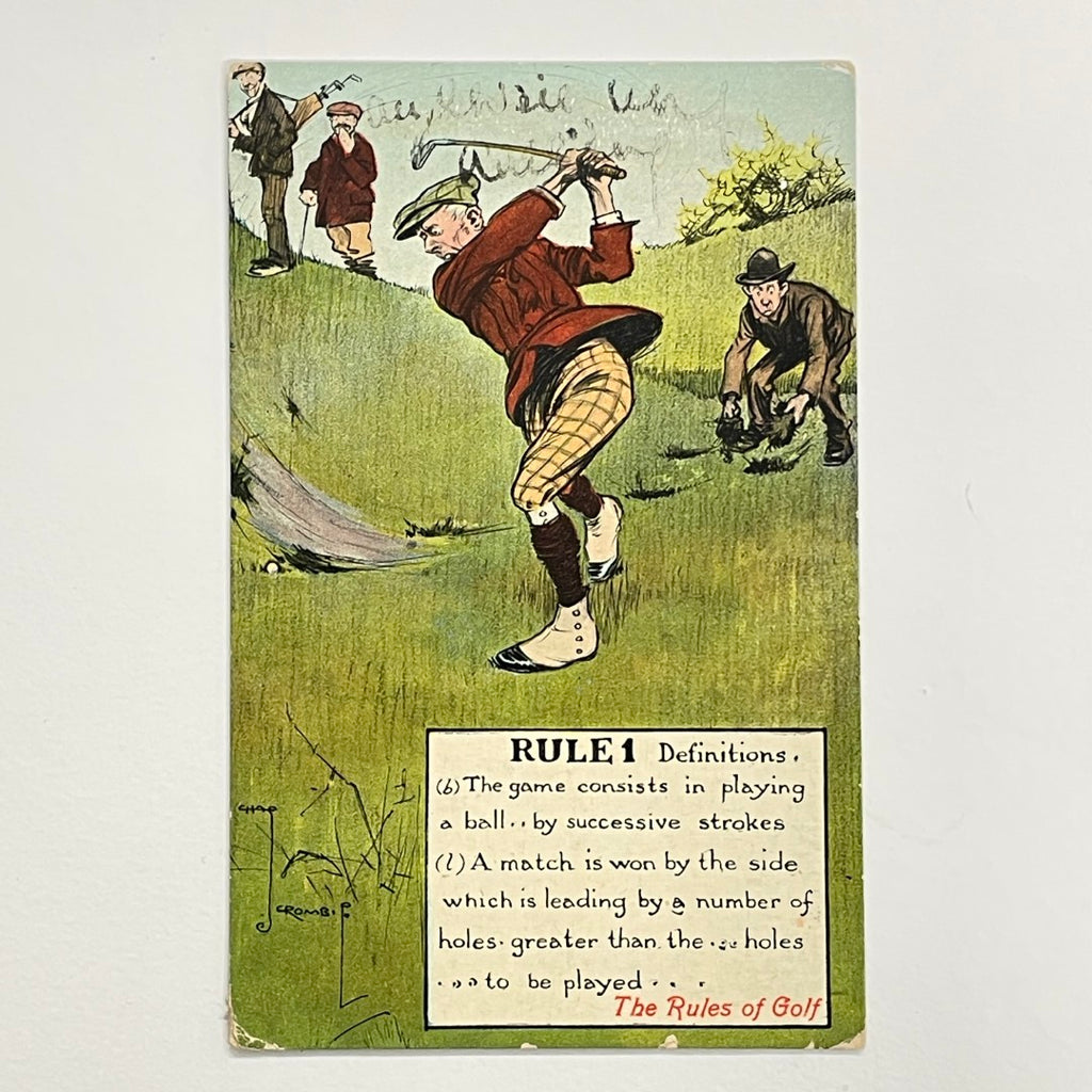 Valentine's Series Postcard - "RULE 1" - "The Rules of Golf" by Charles Crombie - c.1905
