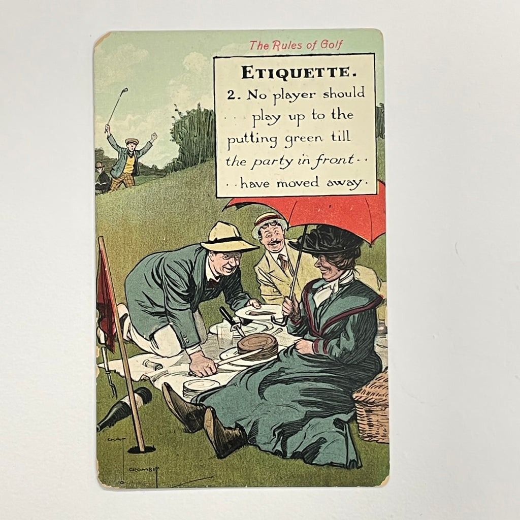 Valentine's Series Postcard - "ETIQUETTE" - "The Rules of Golf" by Charles Crombie - c.1905