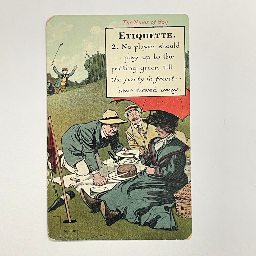 Valentine's Series Postcard - "ETIQUETTE" - "The Rules of Golf" by Charles Crombie - c.1905