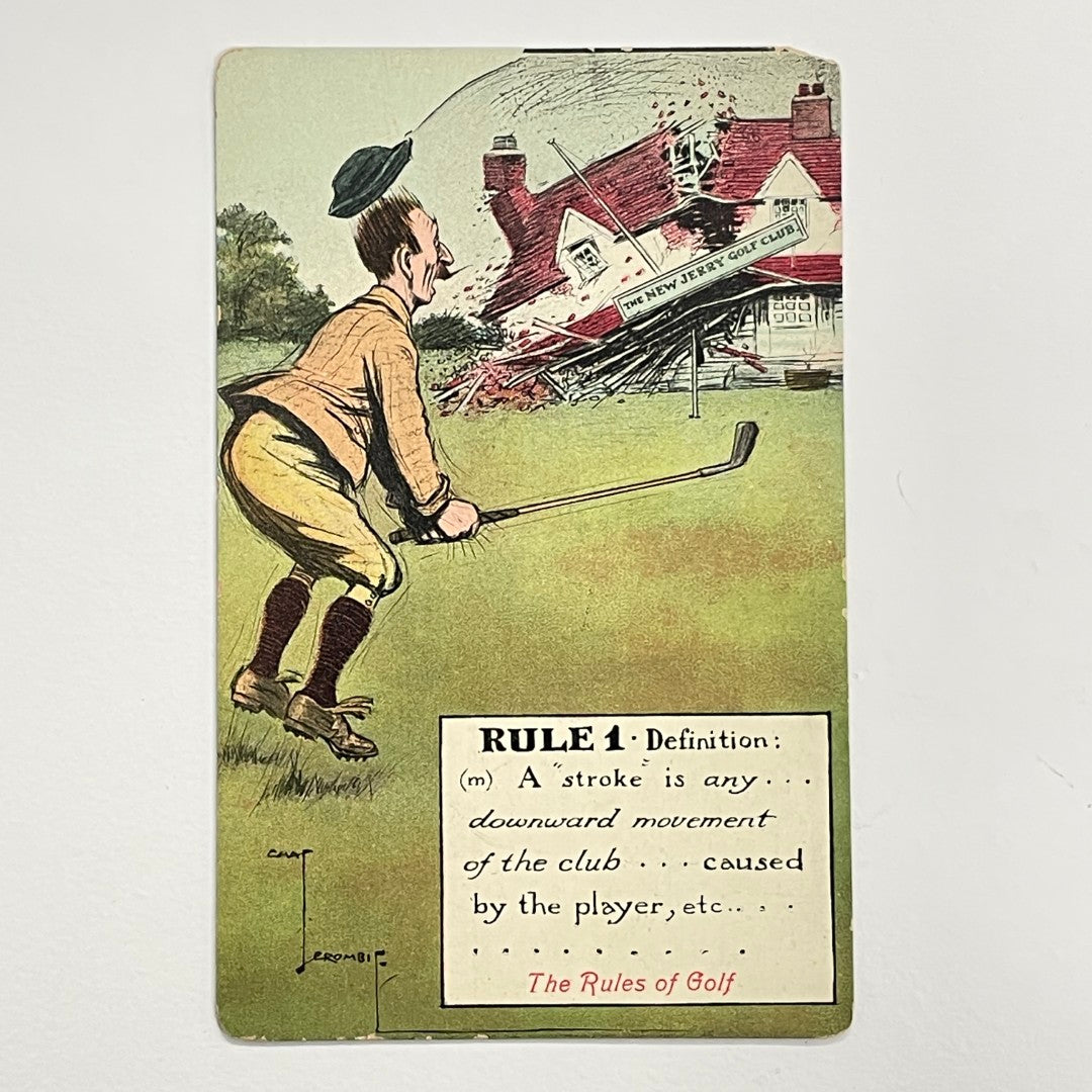 Valentine's Series Postcard - "RULE 1" - "The Rules of Golf" by Charles Crombie - c.1905