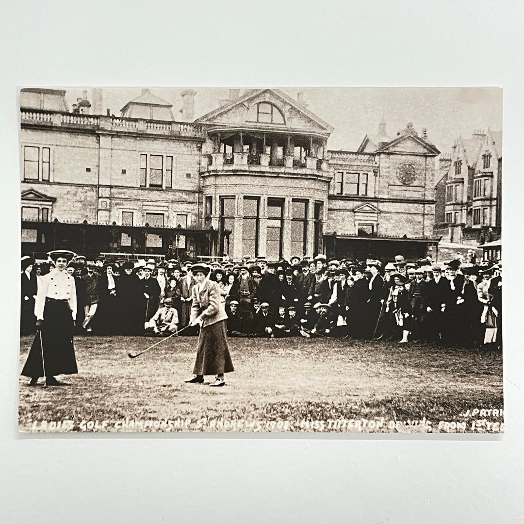 The Golf Collection Postcard - "Ladies Golf Championship St Andrews 1908. Miss Titterton Driving From 1st Tee"