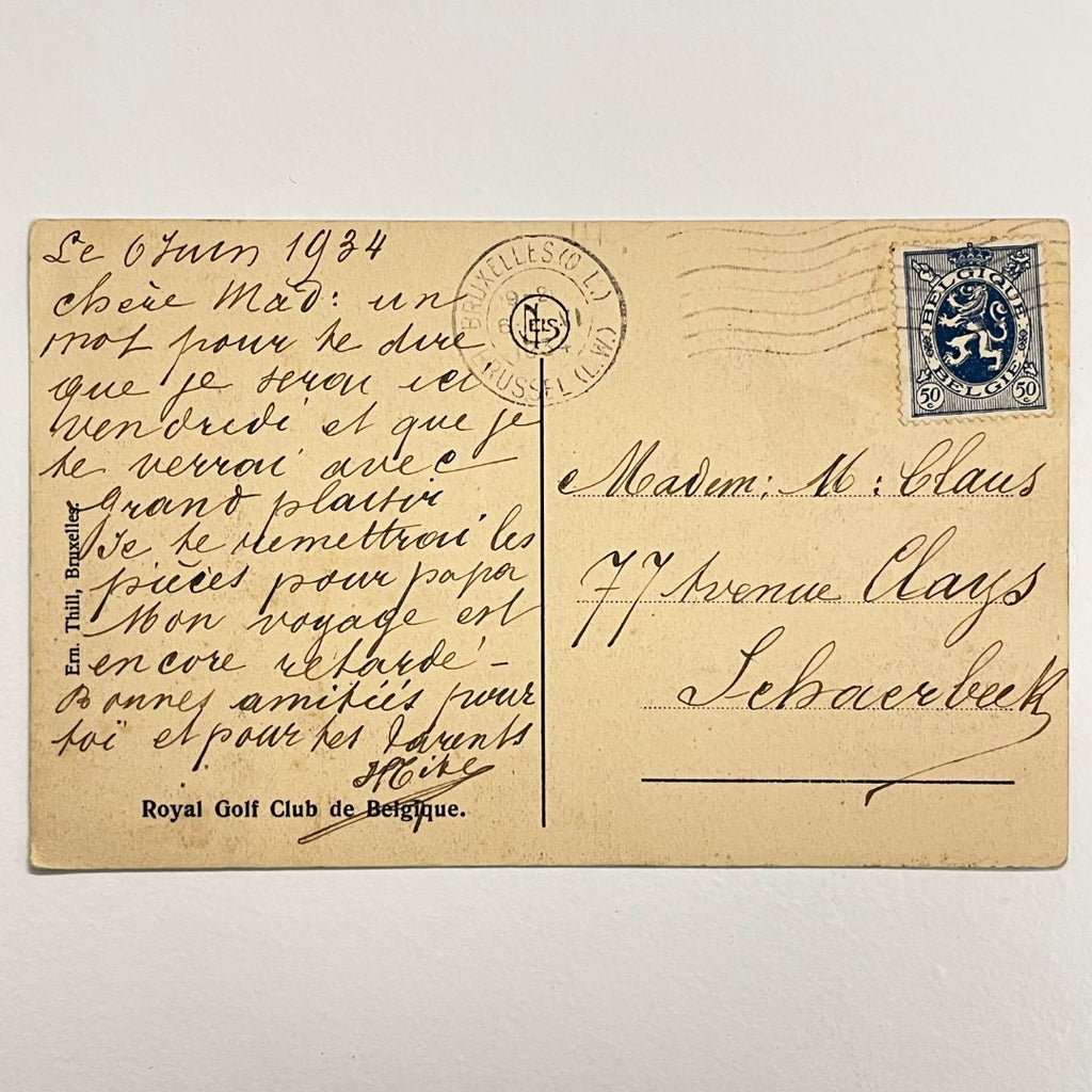 NELS Postcard c.1934 - Royal Golf Club de Belgique