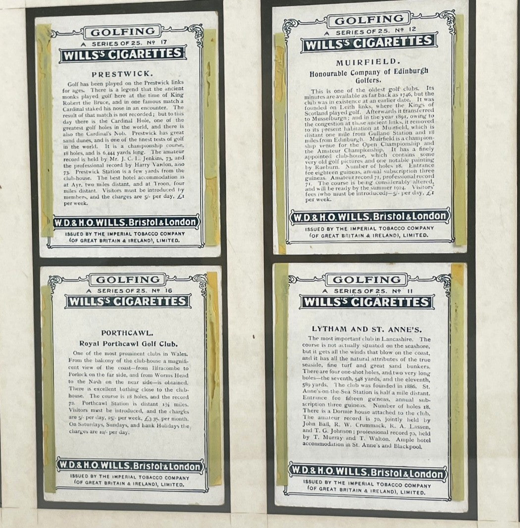 W.D. & H.O. Wills - "Golfing"  1924 - A complete Framed 25 Cigarette Card Set collection