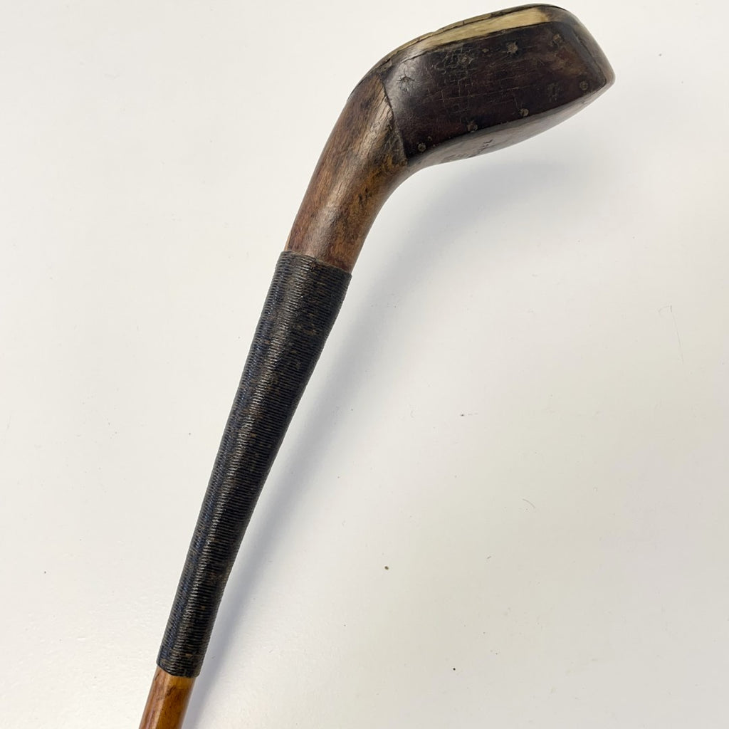 R FORGAN & SON - Hickory Scare-Head Leather Face Brassie - c1890