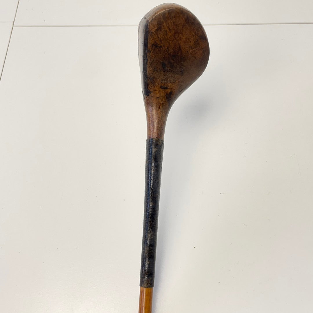 R FORGAN & SON - Hickory Scare-Head Leather Face Brassie - c1890