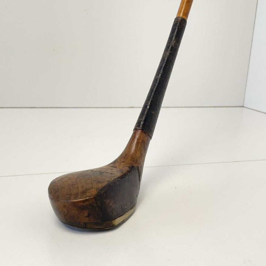 R FORGAN & SON - Hickory Scare-Head Leather Face Brassie - c1890