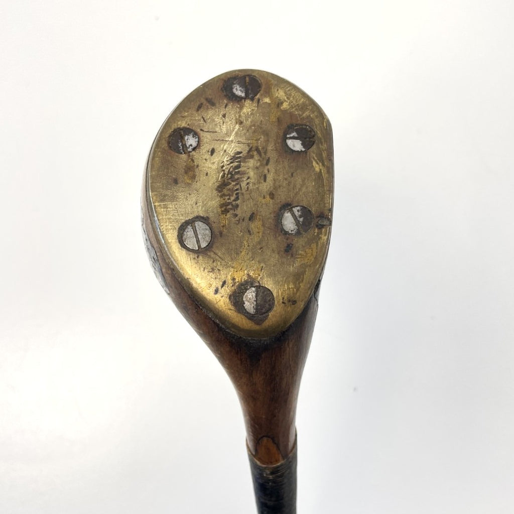 R FORGAN & SON - Hickory Scare-Head Leather Face Brassie - c1890