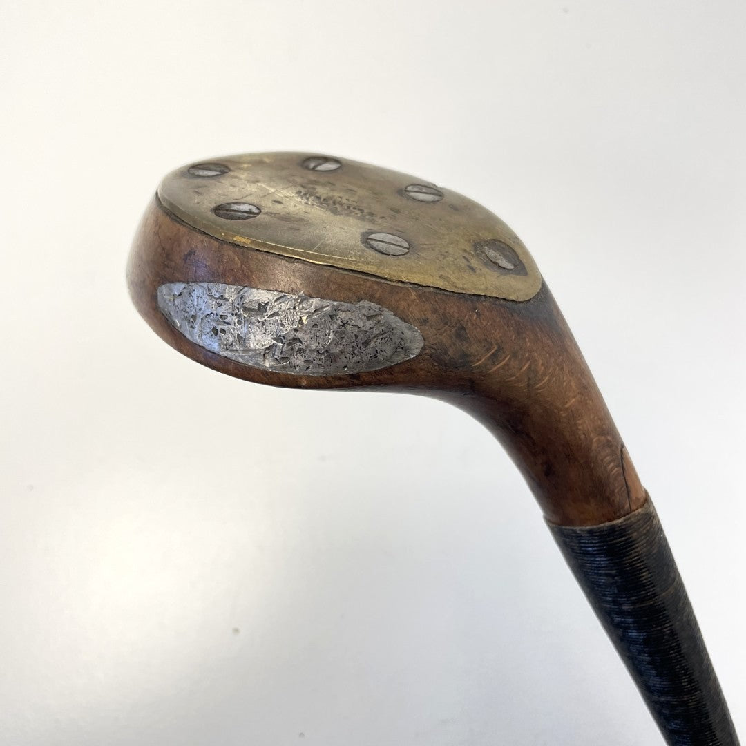 R FORGAN & SON - Hickory Scare-Head Leather Face Brassie - c1890