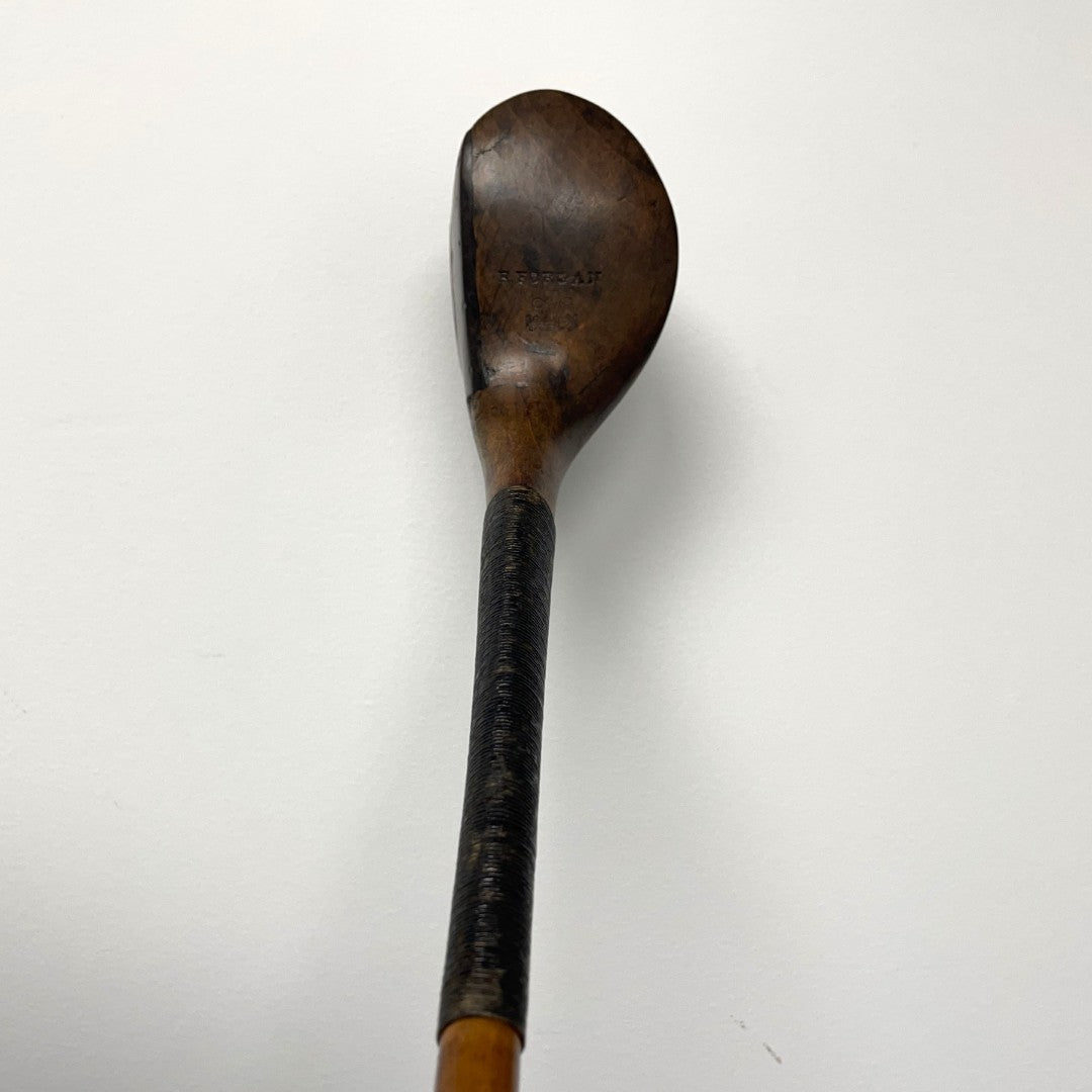 R FORGAN & SON - Hickory Scare-Head Leather Face Brassie - c1890