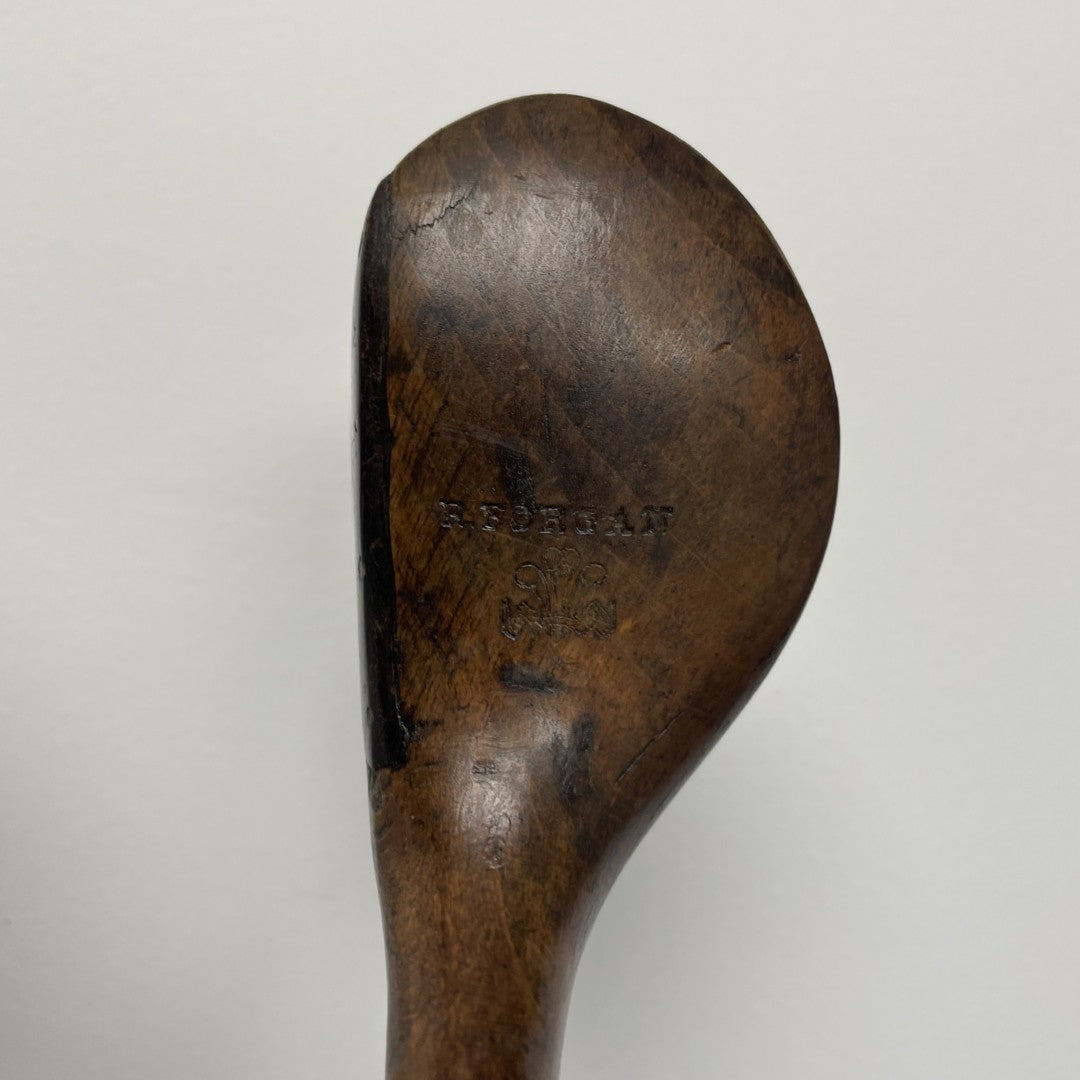 R FORGAN & SON - Hickory Scare-Head Leather Face Brassie - c1890
