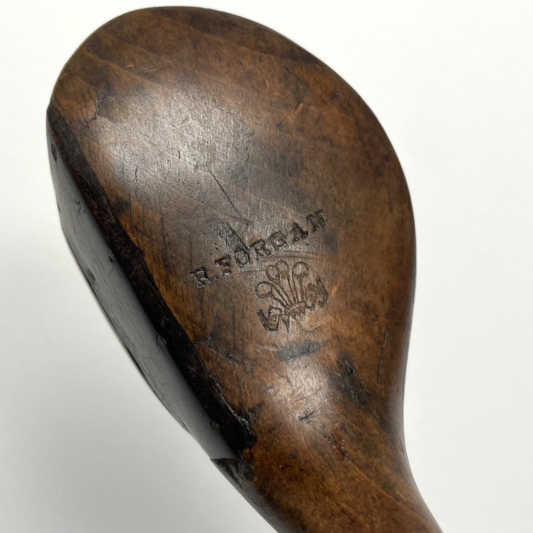 R FORGAN & SON - Hickory Scare-Head Leather Face Brassie - c1890