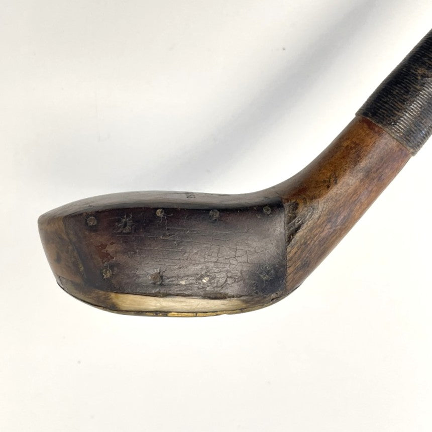 R FORGAN & SON - Hickory Scare-Head Leather Face Brassie - c1890
