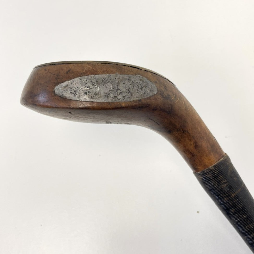 R FORGAN & SON - Hickory Scare-Head Leather Face Brassie - c1890